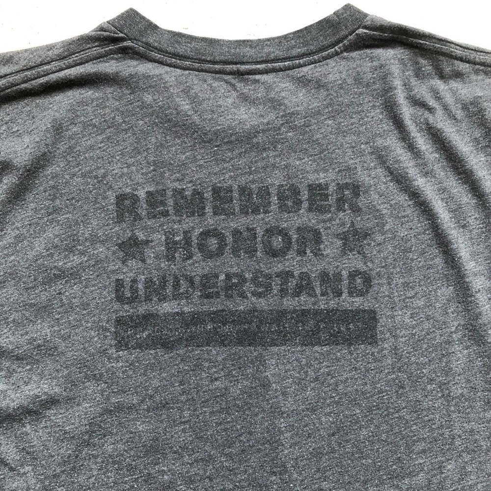 USA Flag Charcoal Gray Cotton/Poly T-Shirt Medium - Picture 8 of 15